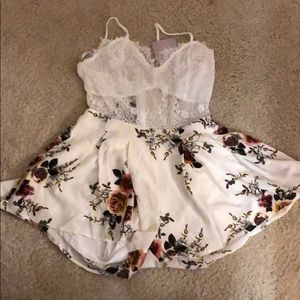 Lace and floral romper